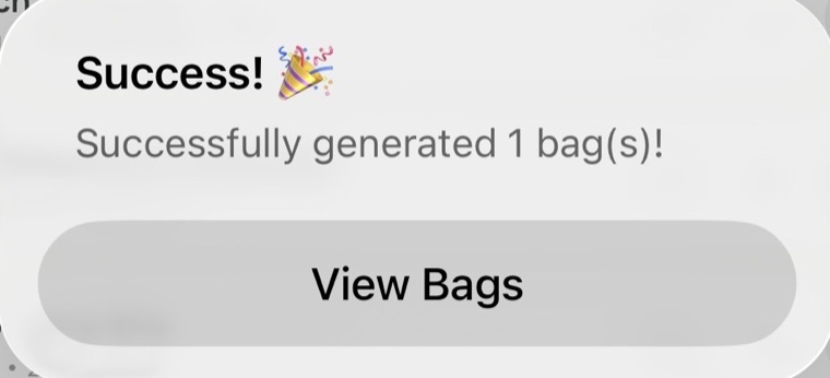 Success! Successfully generated 1 bag
